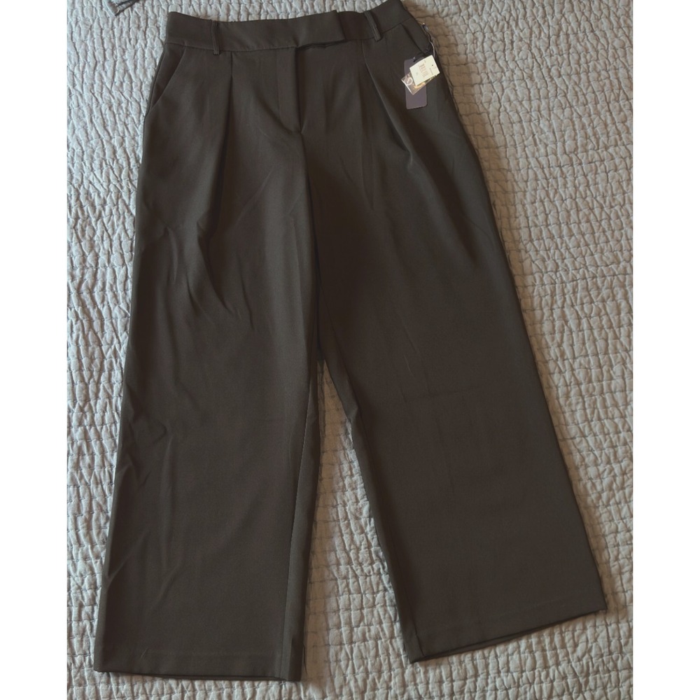 NWT Rachel Roy XL Wide Leg Pleated Dress Pants Black 31" Inseam Workwear Trouser